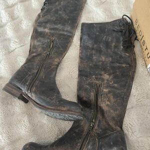 BED|STU Rustic Black Leather Boots